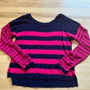 Charming Charlie navy and pink stripped sweater